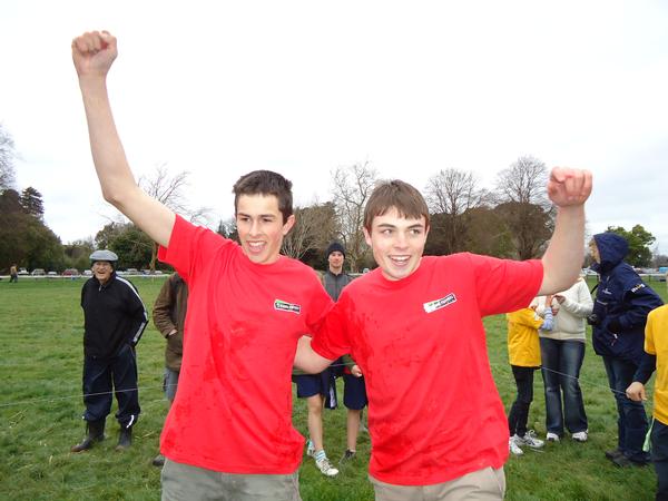 Team Waikaka: James Gardyne and Robert Gregory celebrate their win in the TeenAg Competition